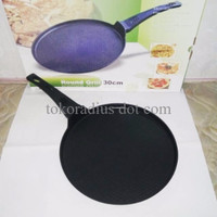 Round grill pan teflon anti lengket bagus wajan datar untuk memanggang