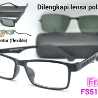 FRAME KACAMATA FS5126 Bahan Lentur + LENSA POLARIZED Baca/Minus