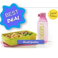 Jual Paket Tupperware Cupid Set Pink Tuperware Kotak Makan + Botol Murah Murah