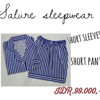 baju tidur wanita salur biru lengan pendek/celana seksi