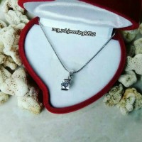 1set kalung+liontin perak 925 lapis emas putih