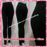 Jual Celana Leging KOREA Brukat - Hitam | Legging Panjang Import Black Murah