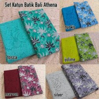 set kain kebaya/brokat/brukat sofia dan katun batik bali athena