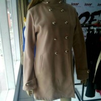 COAT WANITA REYSOTIC CREAM COKLAT - Jaket Cewek Panjang Hijaber Casual