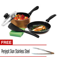 Maxim Wajan Venice Set - Teflon + Gratis Penjepit Gorengan Stainless S
