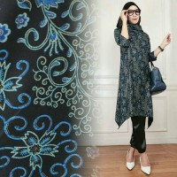 Hijab Set 3in1 Batik Velvet Arumi Navy Baru TA0247