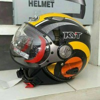Helm Retro KYT Elsico Motif Yellow Orange