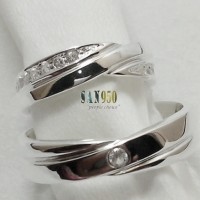 cincin kawin couple emas putih dan perak R1610