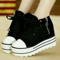 Jual CM15 HITAM SEPATU SANDAL WEDGES BOOT HEEL FLATSHOES KETS SNEAKERS Murah