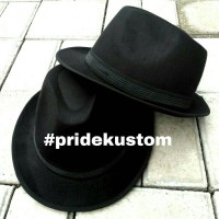 Jual mafia hat premium topi fedora tompi jaz bludru laken hitam polos Murah