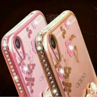 Jual Casing Lucu Oppo F1S Cute Flower Plating List Diamond Soft Case Murah