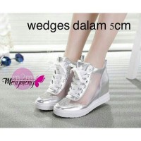 Jual Sneakers Wedges Haile Hitam & Silver Murah