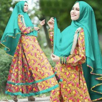 Gamis Rihana Tosca katun jepang motif asli+bergo jersey OscarN