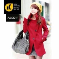 Jaket Mantel Coat Wanita Korea Red Santa