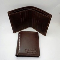 Jual Dompet Full Kulit Sapi Asli Pria Fossil Coklat Tanpa Lapisan Kain Murah