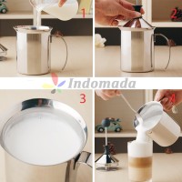 Jual Milk Frother Stainless Double Mesh 800 ml Creamer Foam Cappuccino Kopi Murah