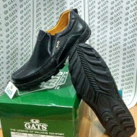 Sepatu Merk Gats Ori Pria Santai Kulit Branded Slip On Murah Hitam TO3