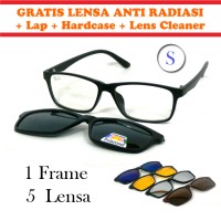 Jual Frame Kacamata Minus Clip On 5 Lensa Anti Radiasi Polaroid Raybn S Murah