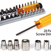 OBENG SCREWDRIVER MULTIFUNGSI 28SET MATA KUNCI MOTOR/MOBIL SHOCK MURAH