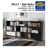 IKEA BILLY Rak Buku Hitam-Cokelat 240x106x28 cm