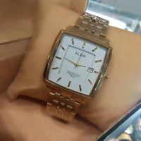 Alba persegi, tgl aktif/on, jam tangan pria, simple/elegant, kw super