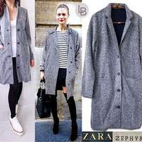 Jual OBRAL PROMO B578 Zara Zephyros Grey Coat original branded Murah