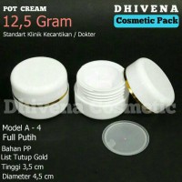 Jual POT CREAM 12,5 GR FULL PUTIH/TEMPAT KRIM/KEMASAN KOSMETIK/POT ACRYLIC Murah