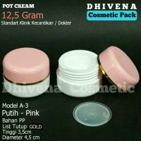 Jual POT CREAM 12,5 GR PUTIH PINK/TEMPAT KRIM/KEMASAN KOSMETIK/POT ACRYLIC Murah