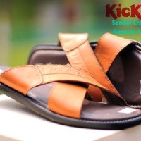 sandal slop kulit gunung kickers silang motit x series pria -tan-