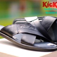 sandal slop kulit gunung kickers silang motit x series pria -hitam-