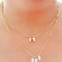 Kalung titanium gold HERMES 2 susun