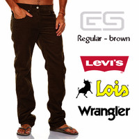 Grosir Celana Jeans Pria Regular Coklat/Brown Levis -Lois-Wrangler Gro