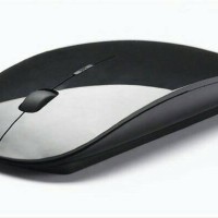 Jual Mouse Wireless Super Slim Chrystal Black 2.4 Ghz (Black) Murah