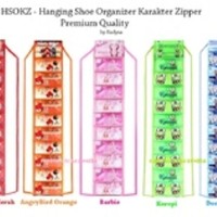 Jual Hanging Shoes Organizer Karakter Zipper / Rak Sepatu Gantung Murah