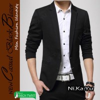 Jual BLAZER CASUAL BLACK (S M L XL) -MODEL KOREA JAS PRIA PESTA KERJA Murah