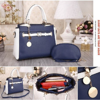 TAS IMPORT WANITA - HANDBAGS 405BC 2IN1 BLACK & NAVY