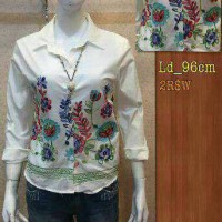 KEMEJA SIFON IMPORT / KEMEJA PUTIH BORDIR BUNGA LENGAN PANJANG