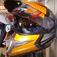 Promo Helm KYT Super Moto Cross Double Visor Supermoto Hitam Orange Pa