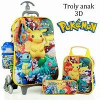Jual Tas Trolley Anak Pokemon Kaca mata 3D 5in1 Murah