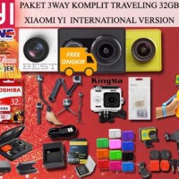kamera aksi terbaik Paket 3 Way Komplit Xiaomi Yi Camera Black