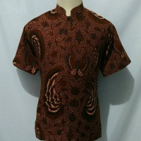 Jual kemeja batik pria baju batik cowok krah koko shanghai D12 Murah