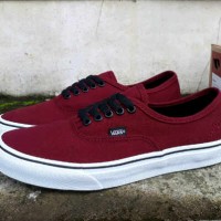 Sepatu Sneakers Vans Authentic Maroon Waffle DT Casual Pria / Wanita