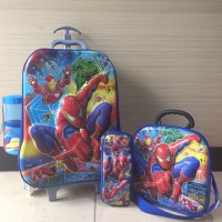 Jual Tas Trolley Anak 6D 4 in 1 Set Spiderman Murah