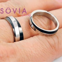 cincin kawin bahan perak lapis rhodium hitam ellegan