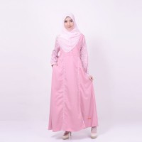 Gamis Nibras NB 142 Bahan Baloteli-Katun Jepang Pink Busui