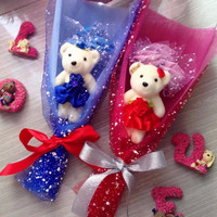 Jual Buket bunga Boneka Valentine/ Kado Wisuda/ Kado Anniversary 1bo+3bunga Murah
