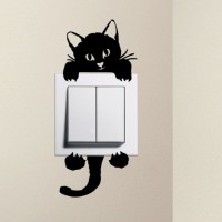 Jual Stiker Dekorasi Saklar Lampu Motif Kucing Unik Cat Decal Wall Sticker Murah