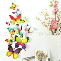 Jual WALLPAPER STIKER HIASAN DINDING KUPU KUPU 3D 1 SET 12 PCS Murah