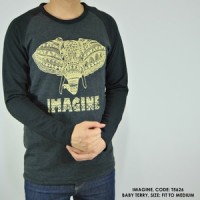 BAJU KAOS RAGLAN PANJANG MOTIF IMAGINE POLOS COWOK PRIA