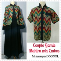 Couple Gamis Jumbo dan Kemeja Pria/ Mahira mix Embos